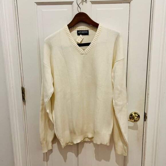 Vintage Puritan 100% Cotton V Neck Sweater Size Large - Picture 7 of 16